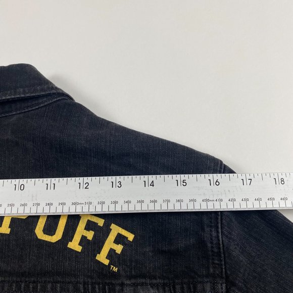 Harry Potter Hufflepuff Denim Jean Jacket Womens Large Black Cotton Stretch - Picture 12 of 14